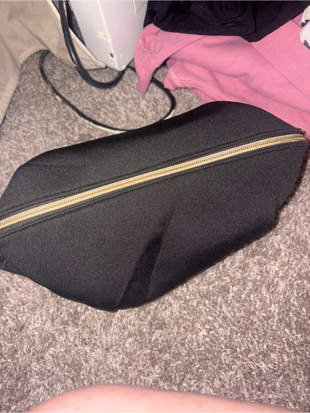 Tarte Neoprene Black Zip Cosmetic Pouch with Gold Zipper